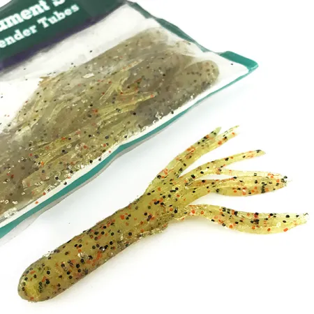 Bass Pro Shops Salty Tender Tubes softbait, Green Pumpkin, 9cm, #7089