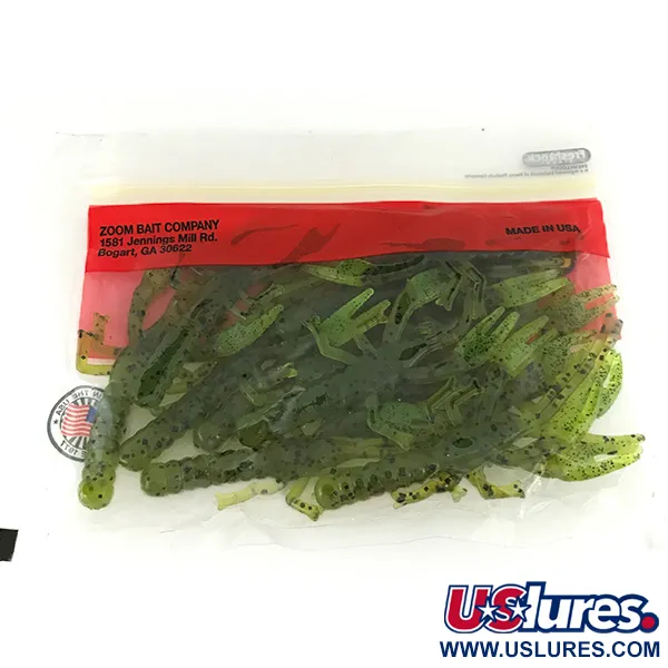 Zoom Lil Critter Craw Softbait, Wat Seed / Chartreuse, 8cm, #7091