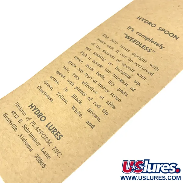 Hydro Lures Hydro Spoon, 11g Zwart, Wiervrije Lepel #15668