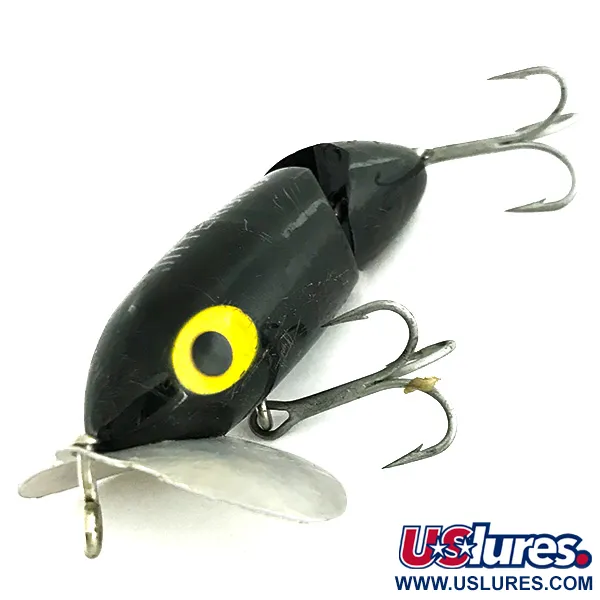 Fred Arbogast Jitterbug Jointed Oppervlakkunaas, Zwart, 10g, #7270