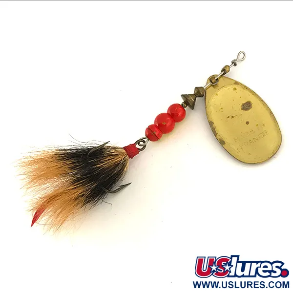 Mepps Aglia 4 dressed Spinner, Messing, 10g, Natuurlijk haar, #7489