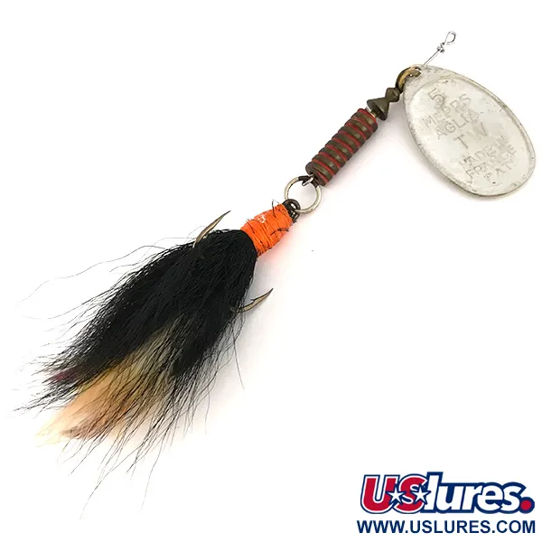 Mepps Aglia 5 dressed Spinner, Zilver, 14g, Behaarde dreg, #7521