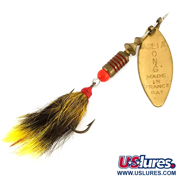 Mepps Aglia Long 2 Dressed, Messing, 7.3g, Eekhoornstaart, #7531