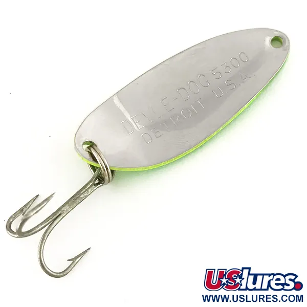 Eppinger Dardevle Devle Dog 5300 UV Lepel, Geel/Groen/Nikkel, 10g, #7636