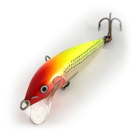 Rapala Original Floater F5 Plug, Rood-Geel, 2,3g, Balsahout, #7793