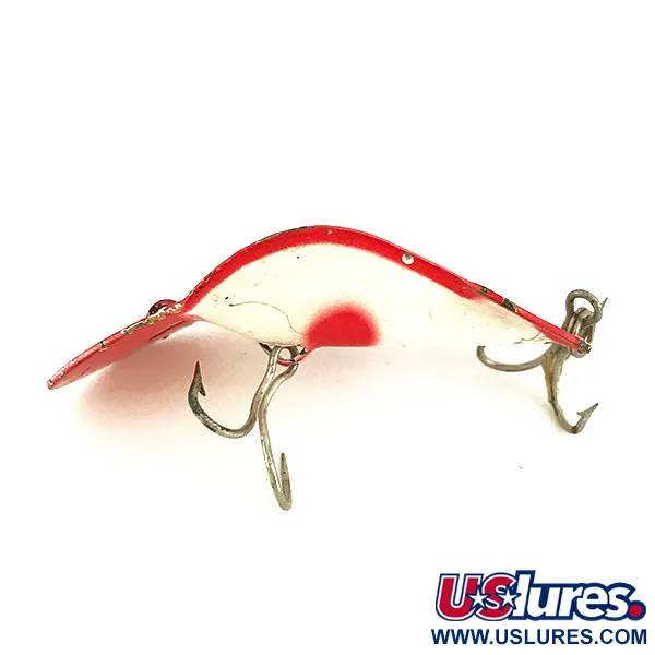 Buck Perry Spoonplug Lepel, Wit/Rood, 7g, Vintage Kunstaas, #7800