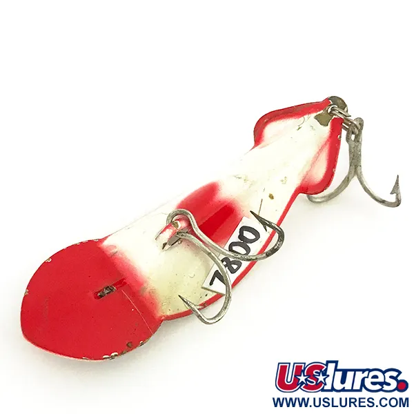 Buck Perry Spoonplug Lepel, Wit/Rood, 7g, Vintage Kunstaas, #7800