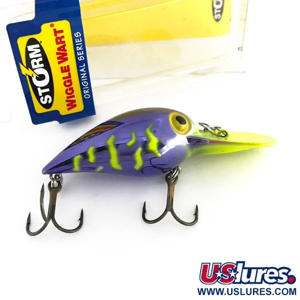 Storm Wiggle Wart Plug, Paars / Fluor Geel, 11g, Ratelend, #7944