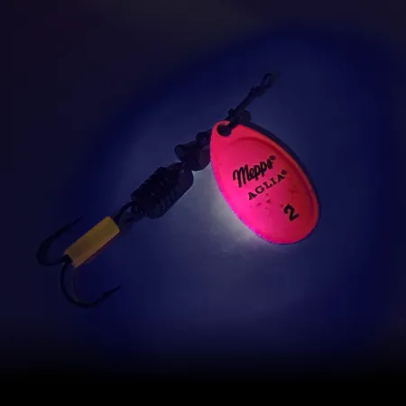 Mepps Aglia 2 Spinner, Felroze UV, 4,5g, Fluorescerend Blad, #7979