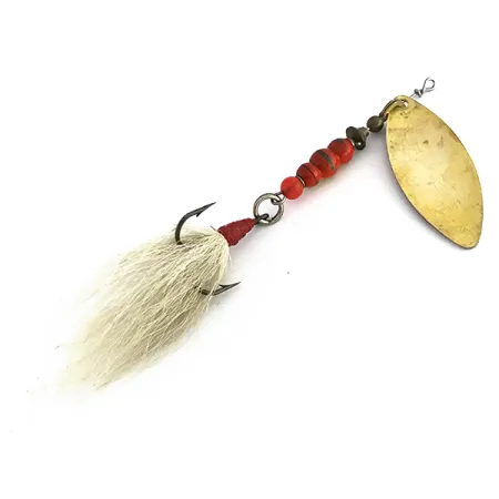 Mepps Aglia Long 3 Dressed Spinner, Messing/Oranje/Wit, 12g, #7980