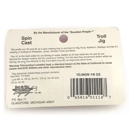 Bay de Noc Do-Jigger Lepel, Nikkel / Groen, 5g, Messing, #8779