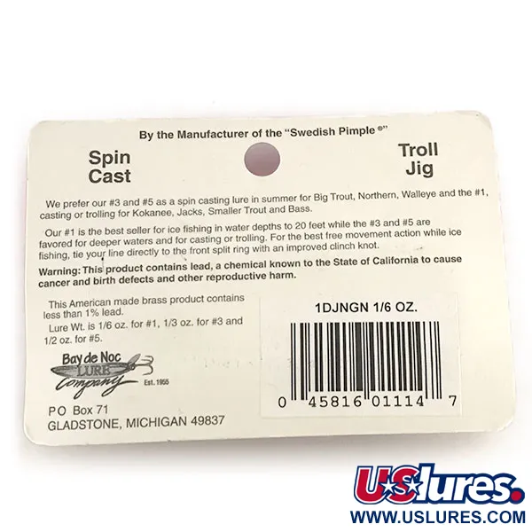 Bay de Noc Do-Jigger Lepel, Nikkel / Groen, 5g, Messing, #8779