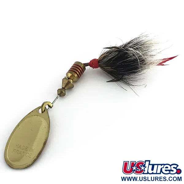 Mepps Aglia 2 dressed Spinner, Wit/Rood/Messing, 4,7g, Natuurhaar, #8811