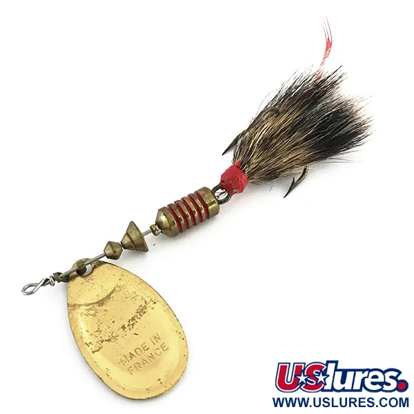 Mepps Aglia 3 dressed Spinner, Goud, 7,3g, Natuurlijk haar, #8816