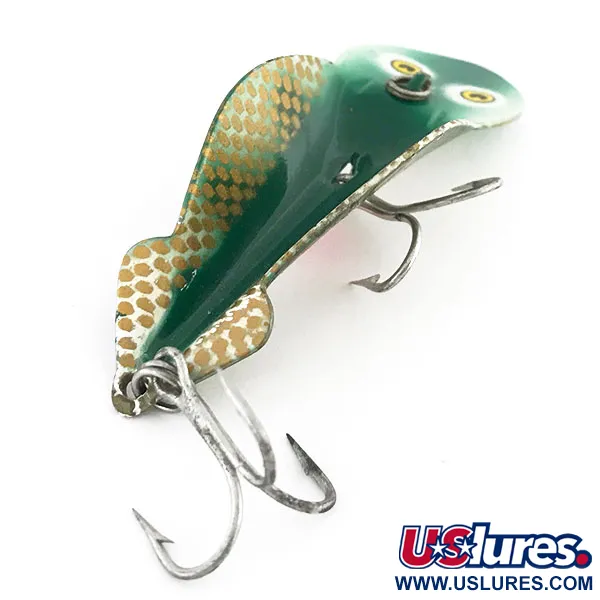 Buck Perry Spoonplug Lepel, Groen-Goud, 10g, Vintage, #8900