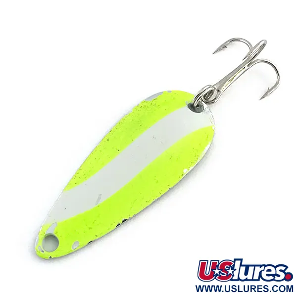 Worth Chippewa Steel Spoon UV Lepel, Chartreuse/Wit/Nikkel, 6g, #9026