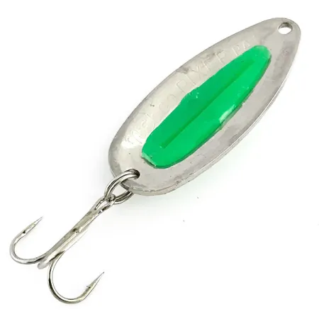 Nebco Pixee UV Lepel, Gehamerd Nikkel/Groen, 14g, UV-Zalmeitje, #9050