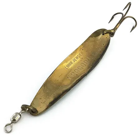 Luhr Jensen Krocodile Die #4 Lepel, Groen/Messing, 14g, Vintage, #9055