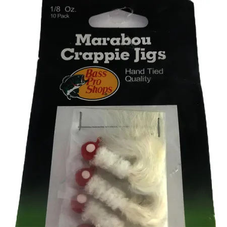 Bass Pro Shops Marabou Crappie Jig, Wit / Rood, 4g, Handgebonden, #9515