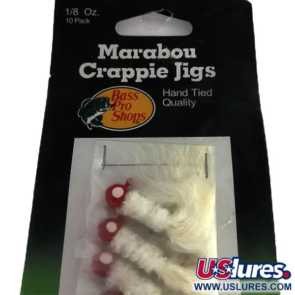 Bass Pro Shops Marabou Crappie Jig, Wit / Rood, 4g, Handgebonden, #9515