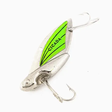 Reef Runner Cicada Blade Bait, Nikkel / Groen, 14g, Lichtgevend, #9560