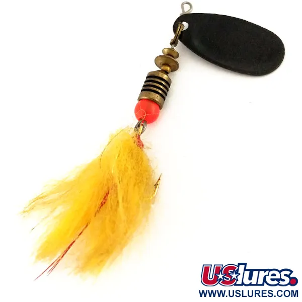 Mepps Black Fury 2 Dressed Spinner, Zwart/Geel, 4.7g, Veren, #9594