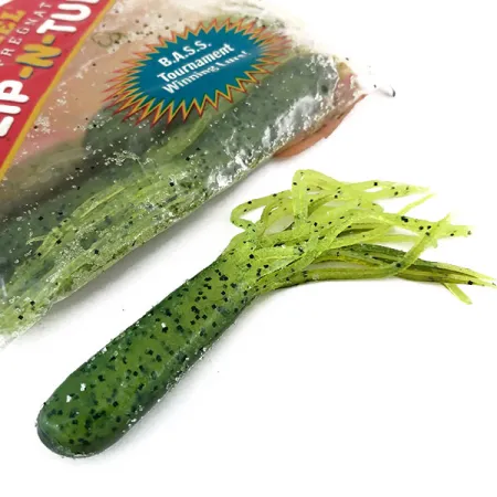 Strike King Flip-N-Tubs softbait, Chartreuse, 10cm, gezouten, #9614