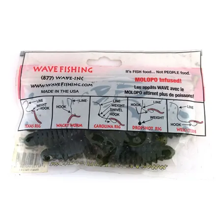 Wave Worms Swim Bug Softbait, Watermelon/Black, 10cm, 7stuks, #9615