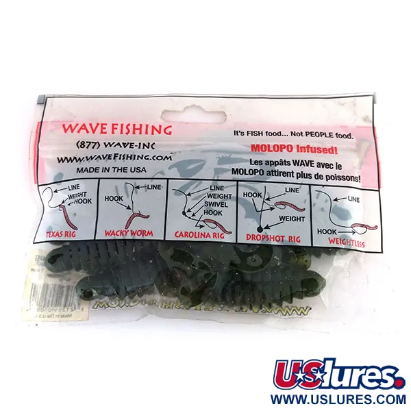 Wave Worms Swim Bug Softbait, Watermelon/Black, 10cm, 7stuks, #9615