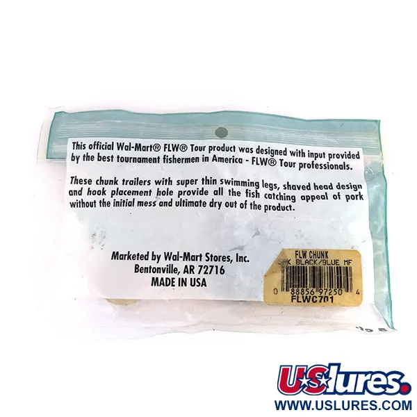 Wal Mart FLW Chunk Softbait, Zwart / Blauw, 7,5cm, Trailer, #9621