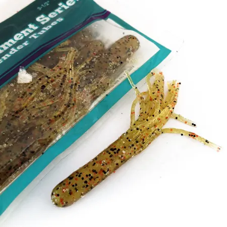 Bass Pro Shops Salty Tender Tubes softbait, Green Pumpkin, 7cm, #9624