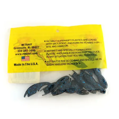 NetBait Tiny Paca Craw softbait, Black Blue Flake, 7.5cm, #9655