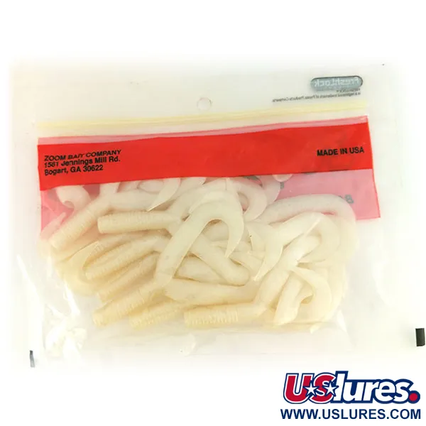 Zoom Creepy Crawler Tail Softbait, White Pearl, 16st, #9660