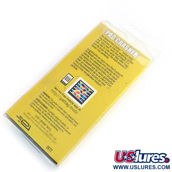 Booyah Pad Crasher Kikker, Groen/Geel, 14g, Weedless Dubbele Haak, #9810