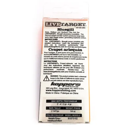 Live Target Koppers BlueGill Plug, Crapiet Arlequin, 7g, #9844