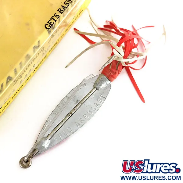 Fred Arbogast 3 Hawaiian Lepel, Rood-Wit, 16g, Wierbeschermer, #9846