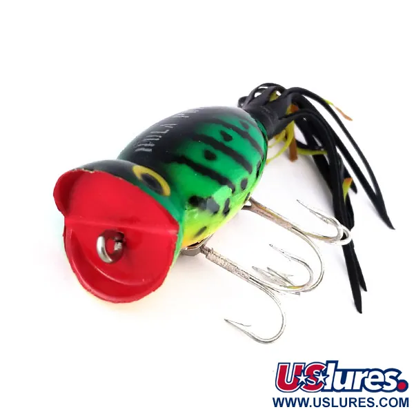 Fred Arbogast Hula Popper, Fire Tiger 10g, Topwater Aas #9968